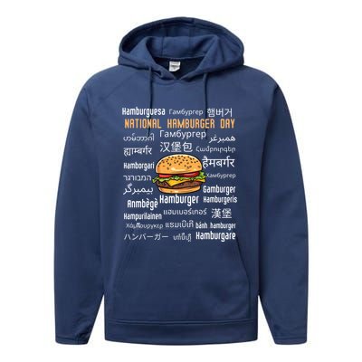 National Hamburger Day American Foods Various Languages Cute Gift Performance Fleece Hoodie