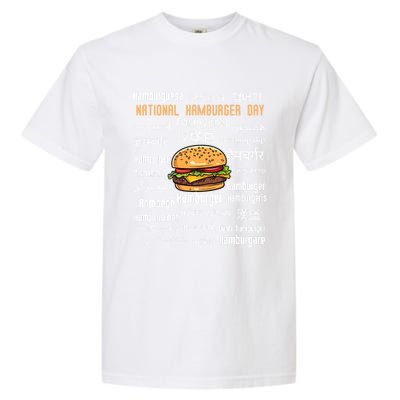 National Hamburger Day American Foods Various Languages Cute Gift Garment-Dyed Heavyweight T-Shirt