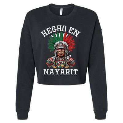 Nayarit Hecho En Nayarit Aztec Warrior Mexico Cropped Pullover Crew