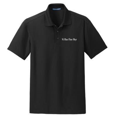 Ni Hao Fine Shyt Meme Slogan Dry Zone Grid Polo