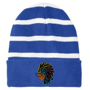 Natural Hair For Black Dreadlock Beauty Design 1 Funny Gift Striped Beanie with Solid Band