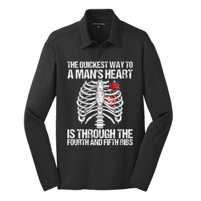 Nurse Humor Funny The Quickest Way To A ManS Heart Silk Touch Performance Long Sleeve Polo