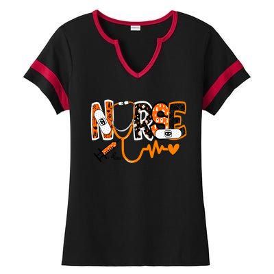 Nurse Halloween Festive Ladies Halftime Notch Neck Tee