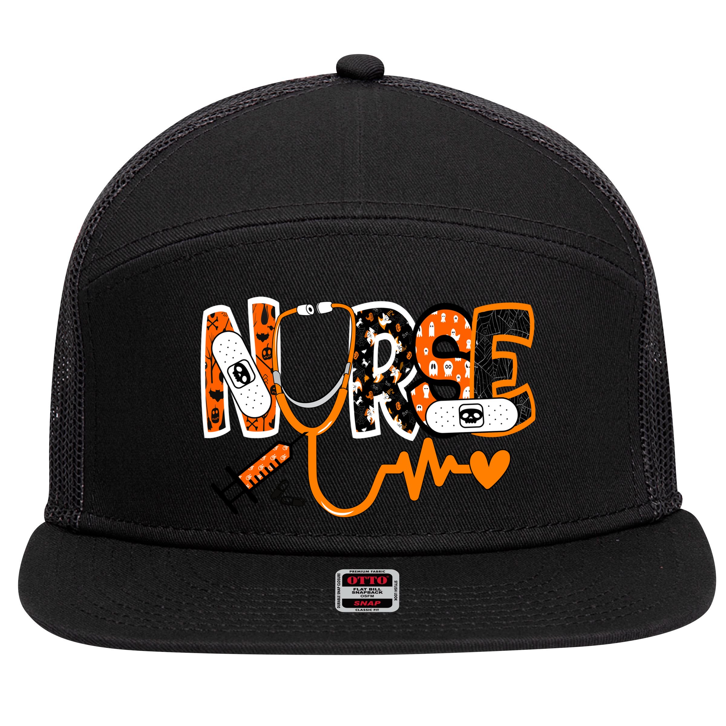 Nurse Halloween Festive 7 Panel Mesh Trucker Snapback Hat