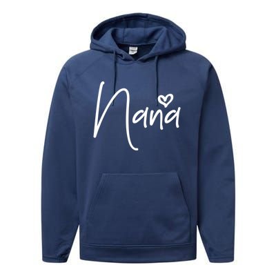 Nana Heart Grandma Women Christmas Mother's Day Birthday Gift Performance Fleece Hoodie