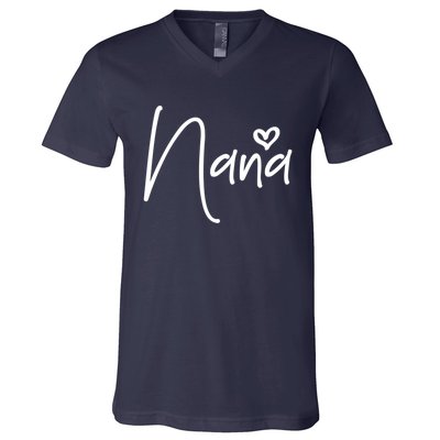 Nana Heart Grandma Women Christmas Mother's Day Birthday Gift V-Neck T-Shirt