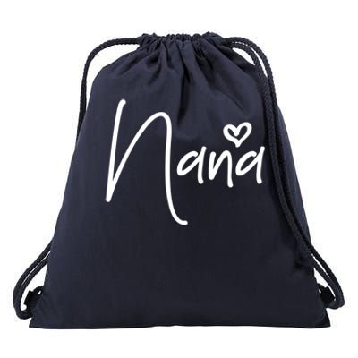 Nana Heart Grandma Women Christmas Mother's Day Birthday Gift Drawstring Bag