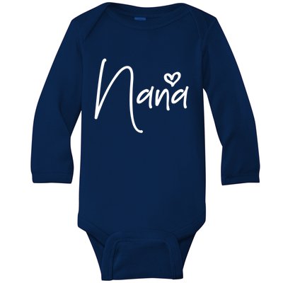 Nana Heart Grandma Women Christmas Mother's Day Birthday Gift Baby Long Sleeve Bodysuit