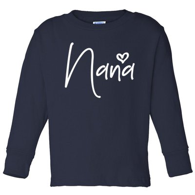 Nana Heart Grandma Women Christmas Mother's Day Birthday Gift Toddler Long Sleeve Shirt