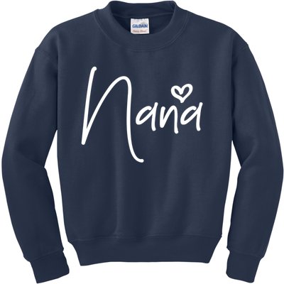 Nana Heart Grandma Women Christmas Mother's Day Birthday Gift Kids Sweatshirt