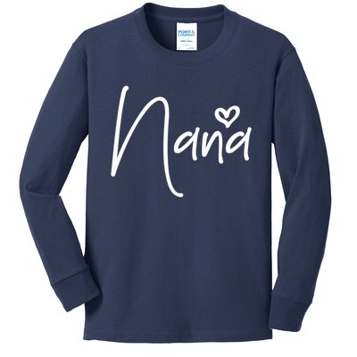 Nana Heart Grandma Women Christmas Mother's Day Birthday Gift Kids Long Sleeve Shirt