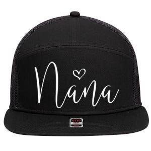 Nana Heart Grandma Christmas MotherS Day Meaningful Gift 7 Panel Mesh Trucker Snapback Hat