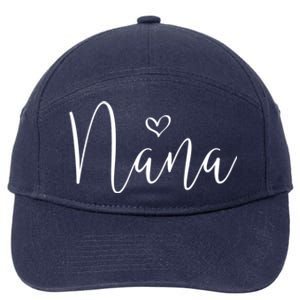 Nana Heart Grandma Christmas MotherS Day Meaningful Gift 7-Panel Snapback Hat