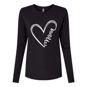 Nana Heart Grandma For Christmas And Mother's Day Gift Womens Cotton Relaxed Long Sleeve T-Shirt