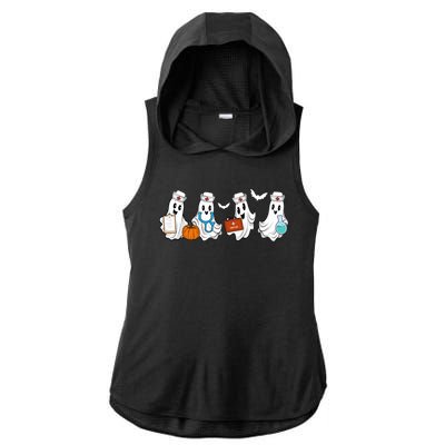 Nurse Halloween Ghost Festive Ladies PosiCharge Tri-Blend Wicking Draft Hoodie Tank