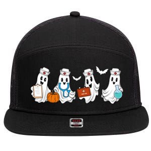 Nurse Halloween Ghost Festive 7 Panel Mesh Trucker Snapback Hat