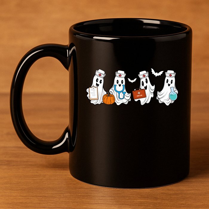 Nurse Halloween Ghost Festive 11oz C Handle Ceramic Mug