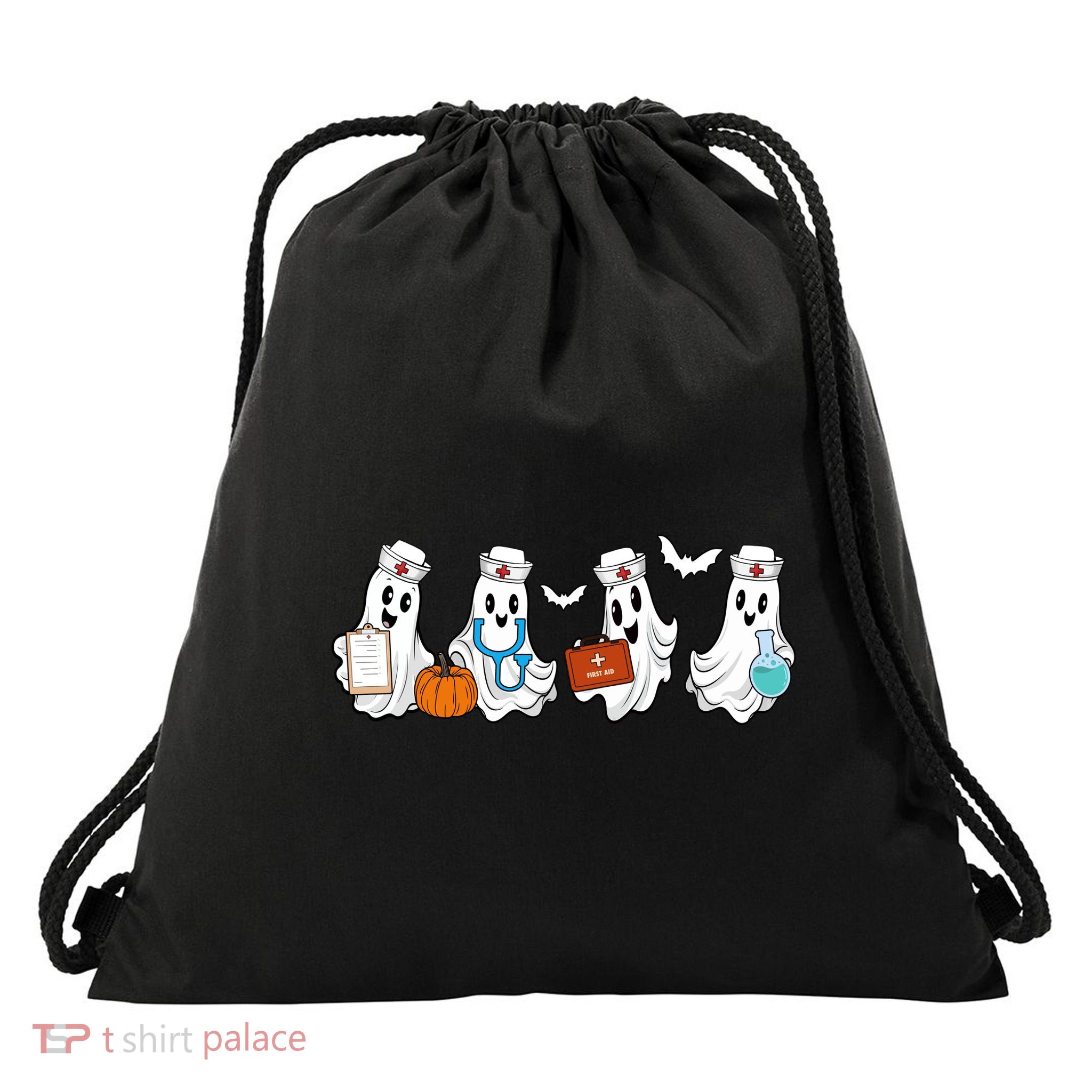 Nurse Halloween Ghost Festive Drawstring Bag