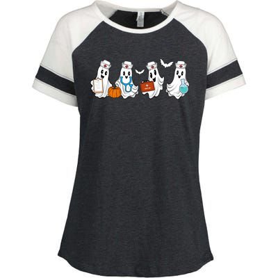 Nurse Halloween Ghost Festive Enza Ladies Jersey Colorblock Tee