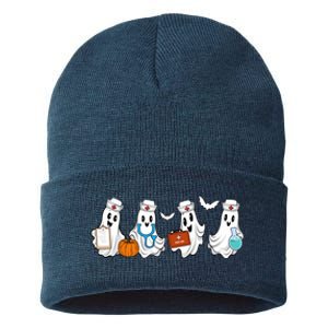 Nurse Halloween Ghost Festive Sustainable Knit Beanie