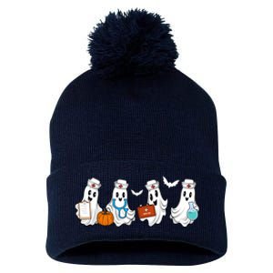 Nurse Halloween Ghost Festive Pom Pom 12in Knit Beanie