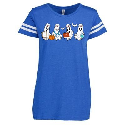 Nurse Halloween Ghost Festive Enza Ladies Jersey Football T-Shirt