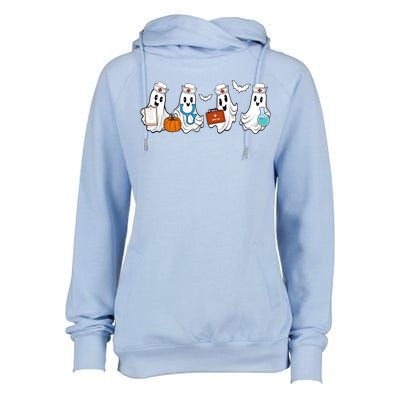 Nurse Halloween Ghost Festive Womens Funnel Neck Pullover Hood