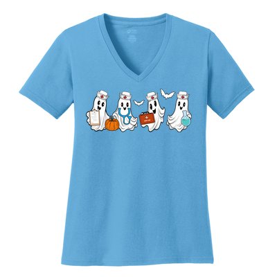 Nurse Halloween Ghost Festive Women's V-Neck T-Shirt