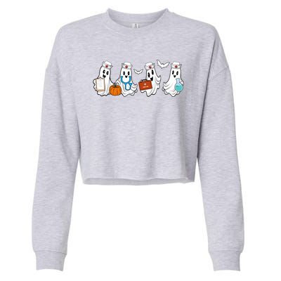 Nurse Halloween Ghost Festive Cropped Pullover Crew