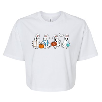 Nurse Halloween Ghost Festive Bella+Canvas Jersey Crop Tee