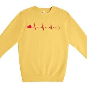 Nurse Heartbeat Gift For Dedicated And Compassionate Cool Gift Premium Crewneck Sweatshirt