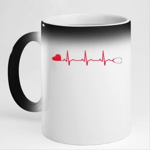 Nurse Heartbeat Gift For Dedicated And Compassionate Cool Gift 11oz Black Color Changing Mug