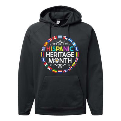 National Hispanic Heritage Month All Countries Flags Performance Fleece Hoodie