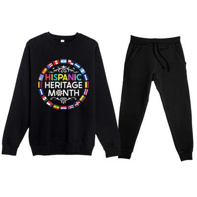 National Hispanic Heritage Month All Countries Flags Premium Crewneck Sweatsuit Set