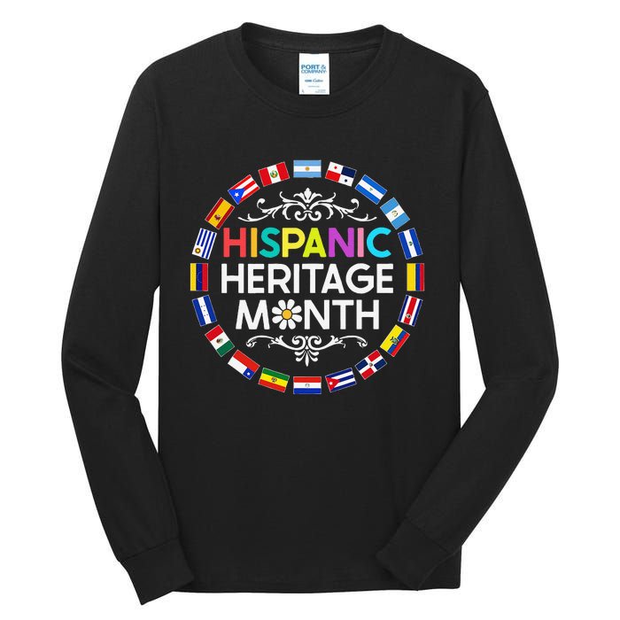 National Hispanic Heritage Month All Countries Flags Tall Long Sleeve T-Shirt