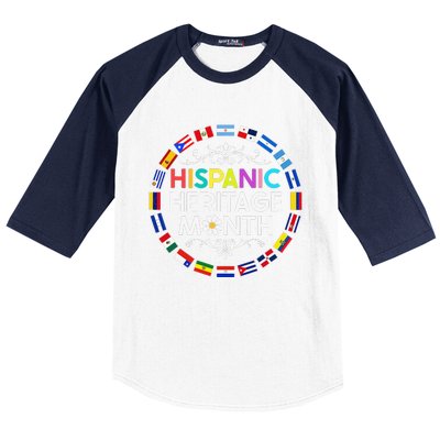 National Hispanic Heritage Month All Countries Flags Baseball Sleeve Shirt