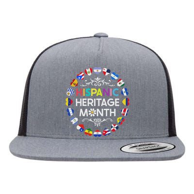 National Hispanic Heritage Month All Countries Flags Hearts Flat Bill Trucker Hat