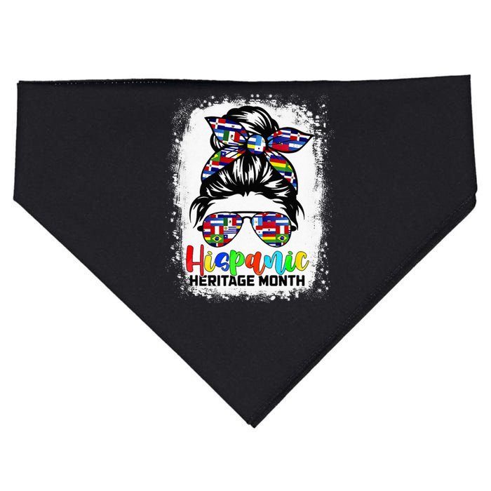 National Hispanic Heritage Month Messy Bun Countries Flags USA-Made Doggie Bandana