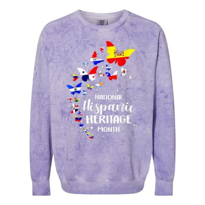 National Hispanic Heritage Month Butterfly Countries Flags Colorblast Crewneck Sweatshirt