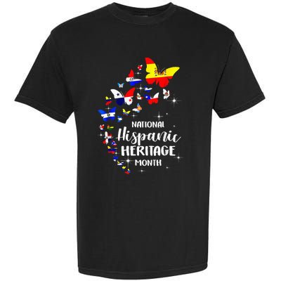 National Hispanic Heritage Month Butterfly Countries Flags Garment-Dyed Heavyweight T-Shirt