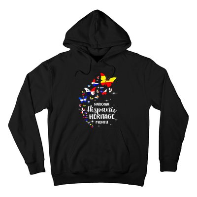 National Hispanic Heritage Month Butterfly Countries Flags Hoodie