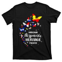 National Hispanic Heritage Month Butterfly Countries Flags T-Shirt