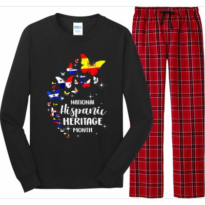 National Hispanic Heritage Month Butterfly Countries Flags Long Sleeve Pajama Set