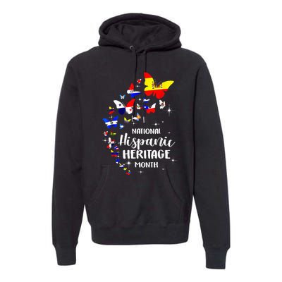 National Hispanic Heritage Month Butterfly Countries Flags Premium Hoodie