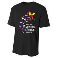 National Hispanic Heritage Month Butterfly Countries Flags Performance Sprint T-Shirt