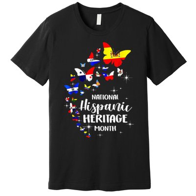 National Hispanic Heritage Month Butterfly Countries Flags Premium T-Shirt