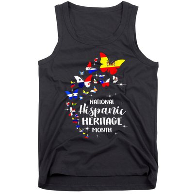 National Hispanic Heritage Month Butterfly Countries Flags Tank Top