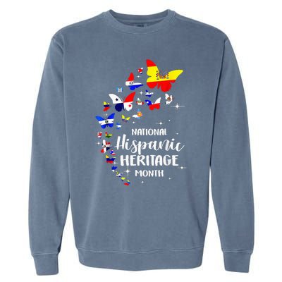 National Hispanic Heritage Month Butterfly Countries Flags Garment-Dyed Sweatshirt