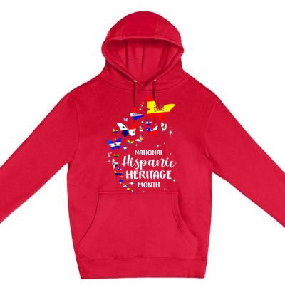 National Hispanic Heritage Month Butterfly Countries Flags Premium Pullover Hoodie