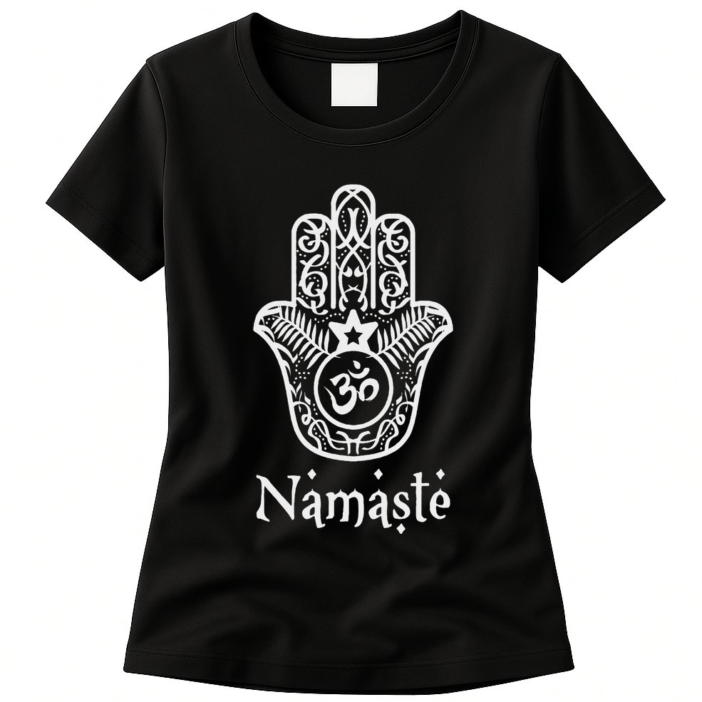 Namaste Hand Hamsa Yoga Hinduism Vedas Ohm Womens T-Shirt